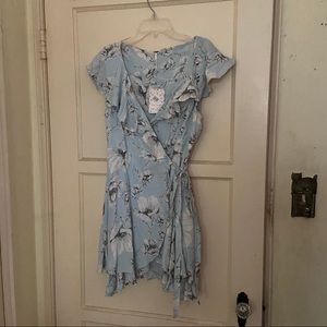 NWT Free People Blue Floral Wrap Dress